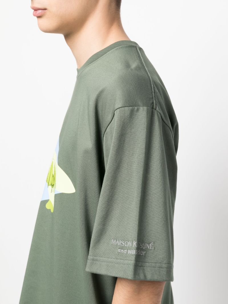 X Maison KitsunÃ_x0083_Â© Green Triangle T-shirt