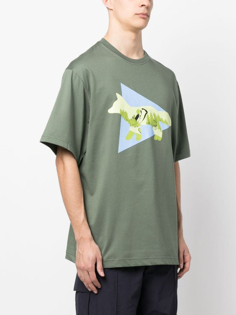 X Maison KitsunÃ_x0083_Â© Green Triangle T-shirt