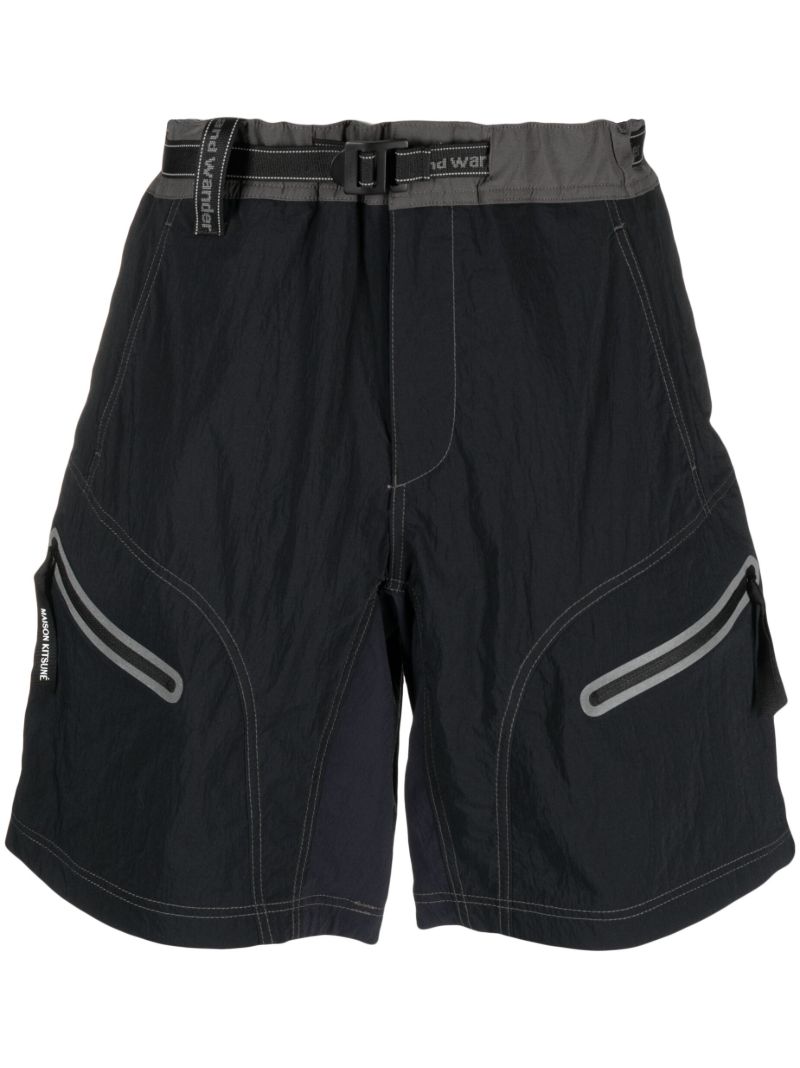 X Maison KitsunÃ_x0083_Â© Black Belted Hiking Shorts