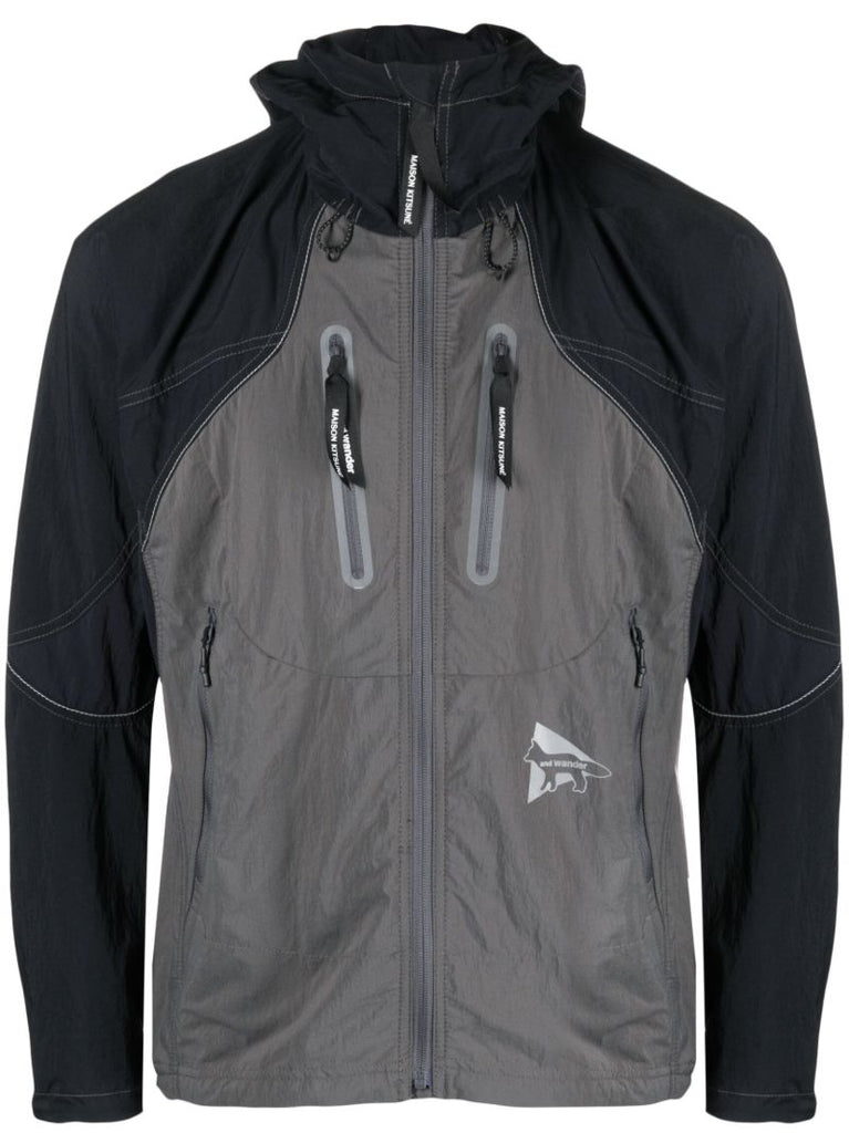 X Maison KitsunÃ_x0083_Â© Black Zip-up Hiking Jacket