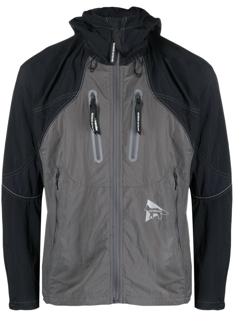 X Maison KitsunÃ_x0083_Â© Black Zip-up Hiking Jacket