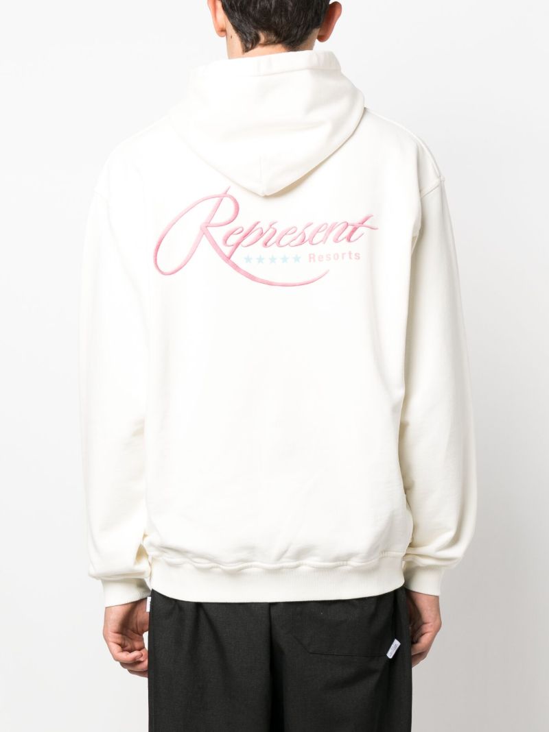 White Resort Logo-print Cotton Hoodie