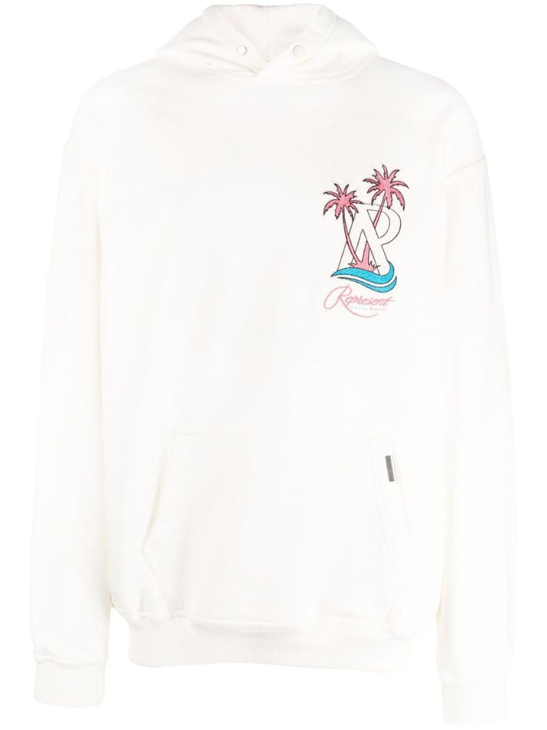 White Resort Logo-print Cotton Hoodie