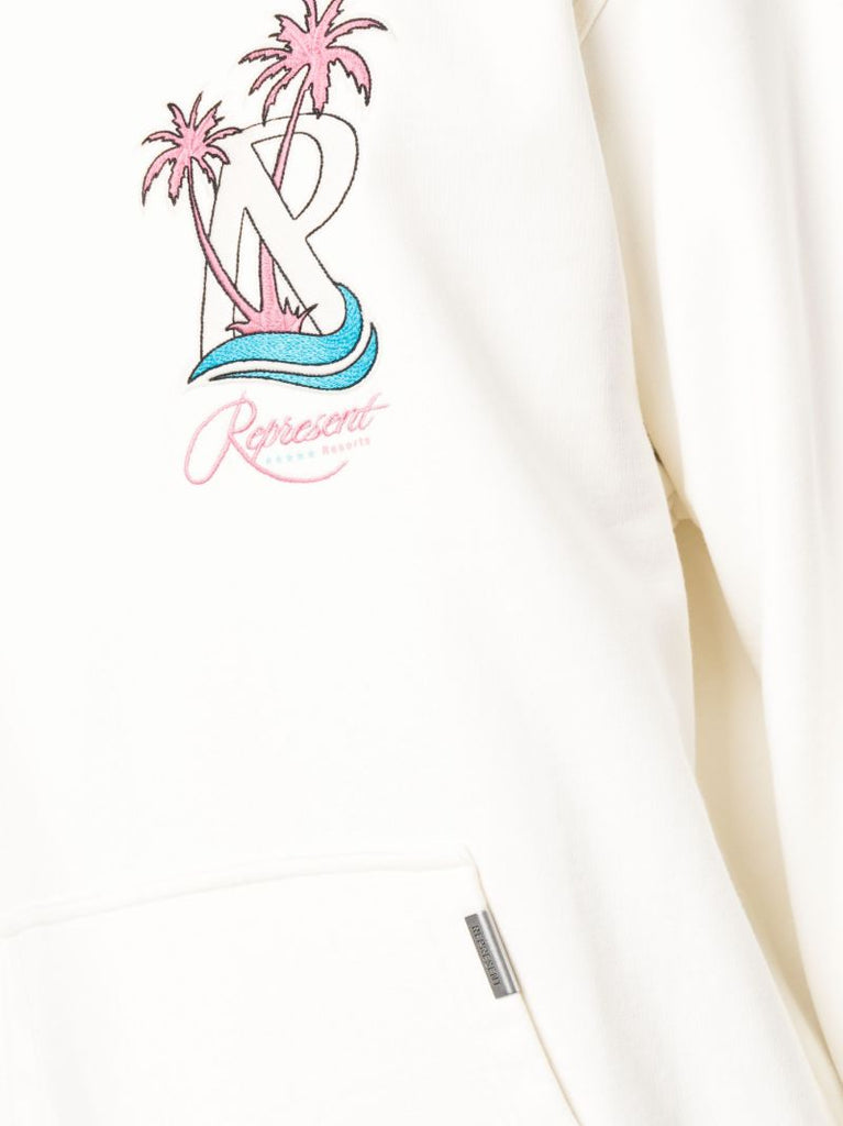 White Resort Logo-print Cotton Hoodie