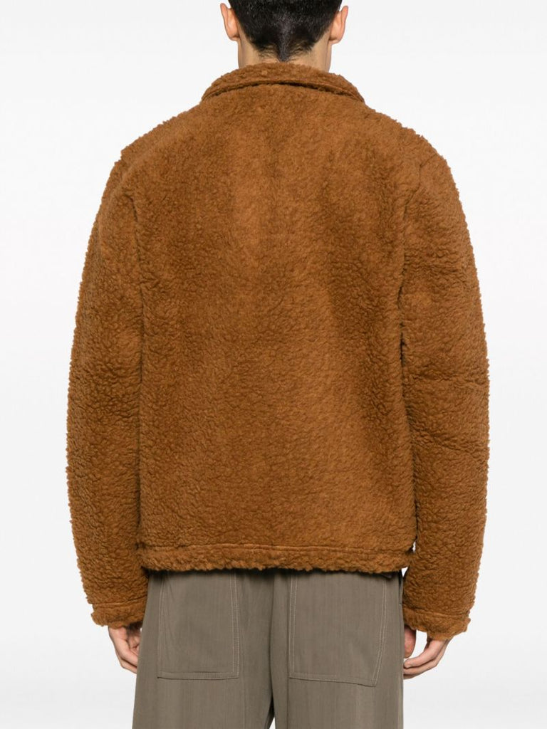 Brown Tie-up Fleece Pullover
