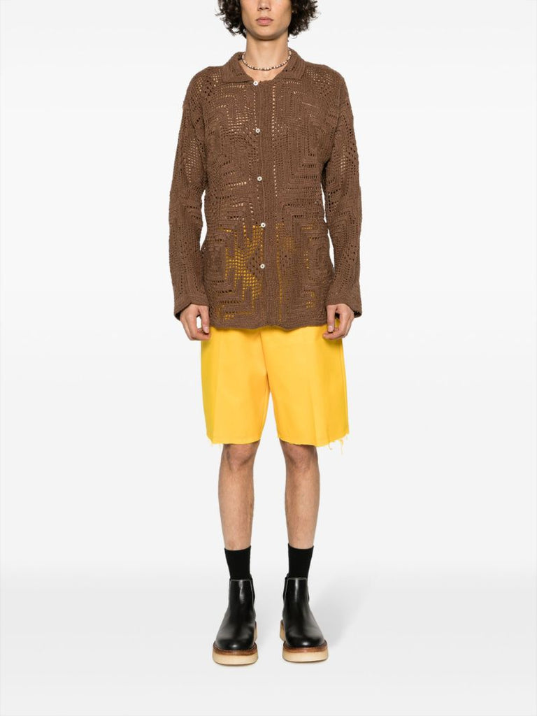 Brown Overdyed Crochet Shirt