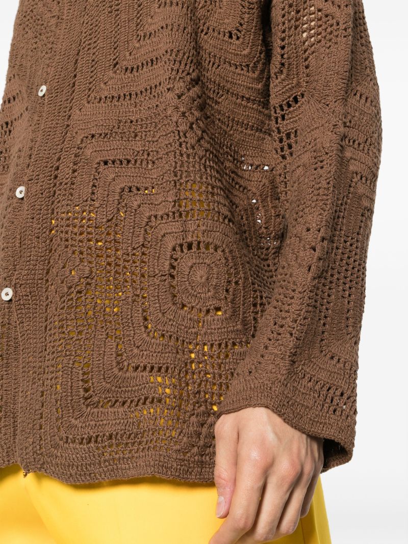 Brown Overdyed Crochet Shirt