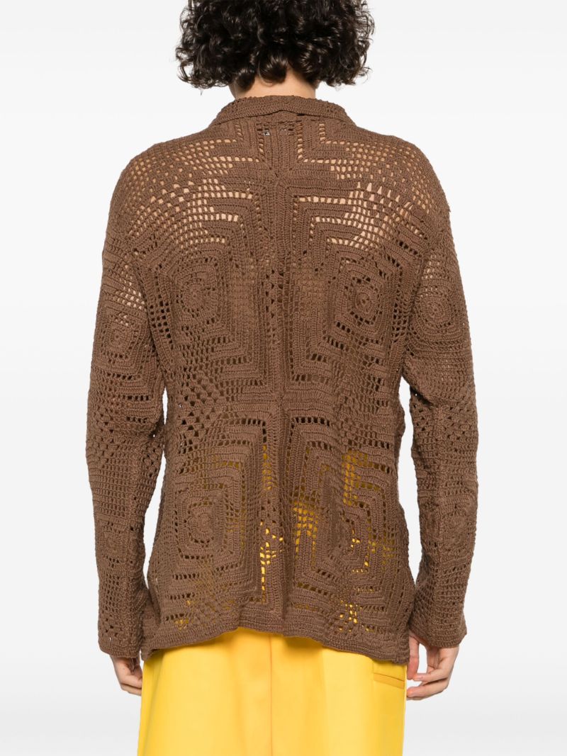 Brown Overdyed Crochet Shirt