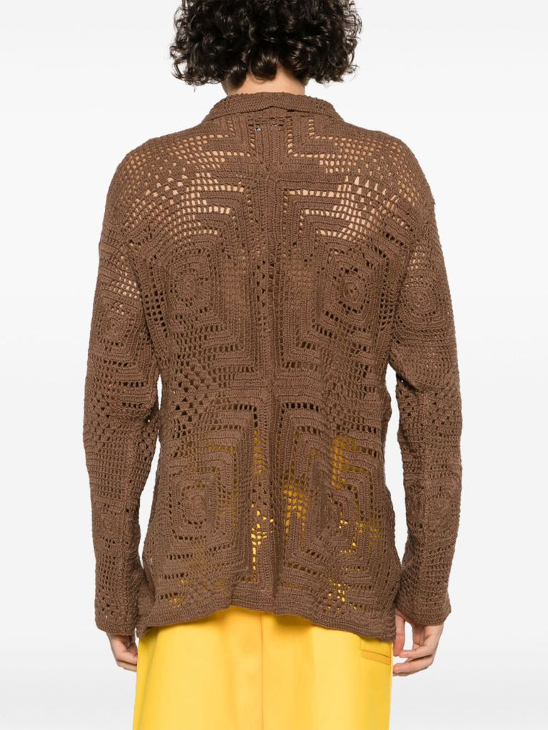 Brown Overdyed Crochet Shirt