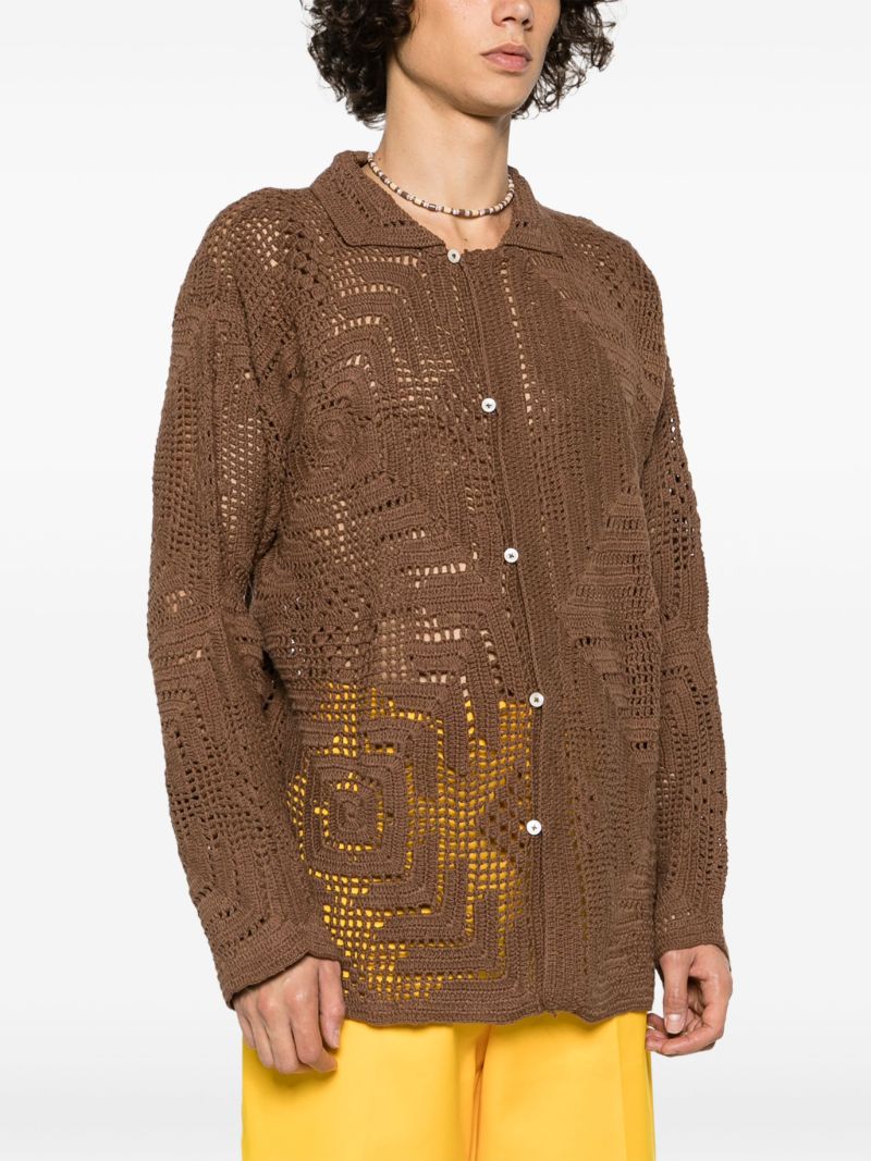 Brown Overdyed Crochet Shirt