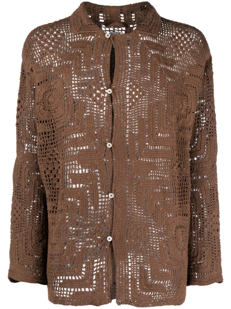 Brown Overdyed Crochet Shirt