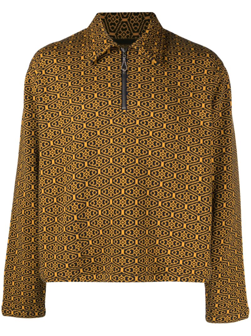 Yellow Crescent-jacquard Polo Shirt