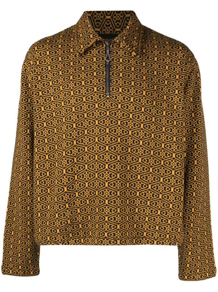 Yellow Crescent-jacquard Polo Shirt
