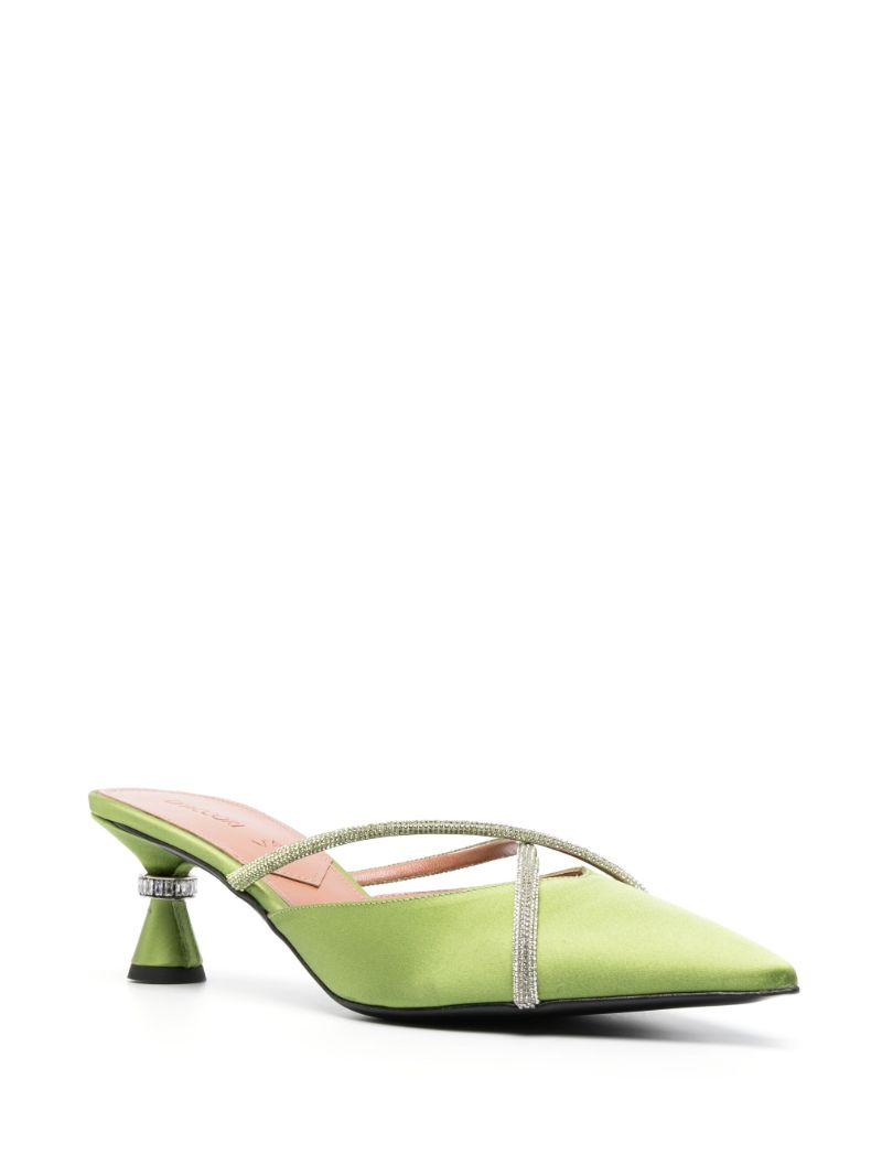 Green Ella 50 Satin Mules