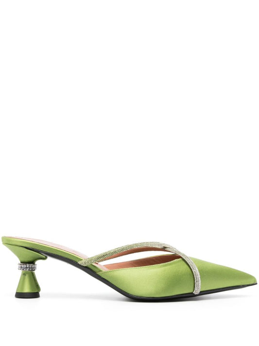 Green Ella 50 Satin Mules