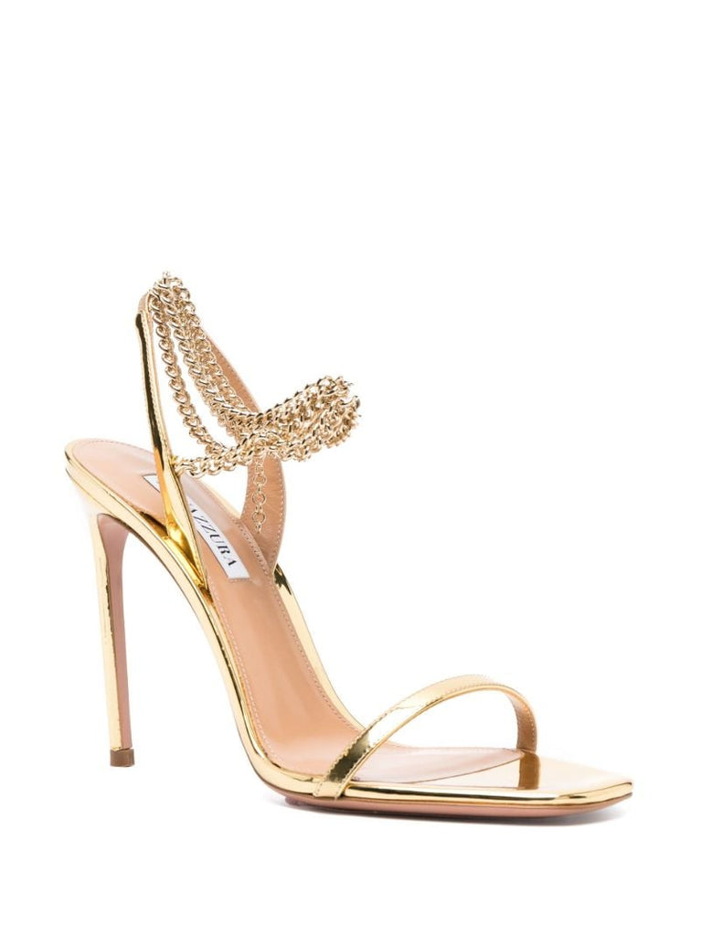 Gold-tone Flash 105 Metallic Leather Sandals