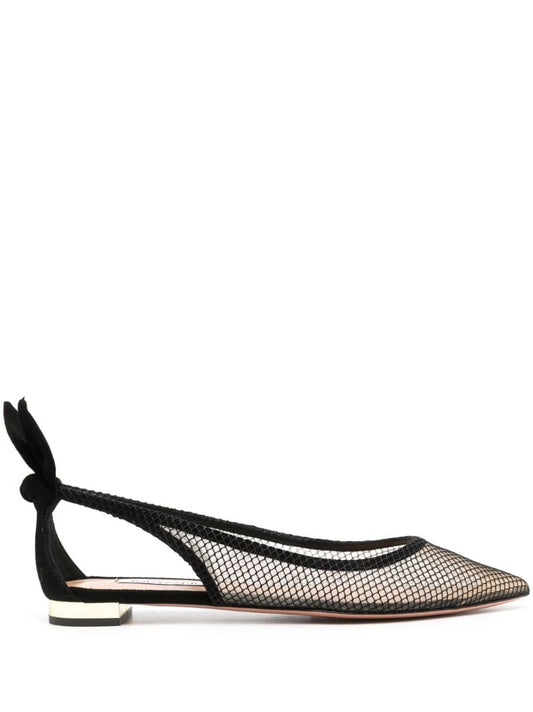 Black Mesh Flat Pumps