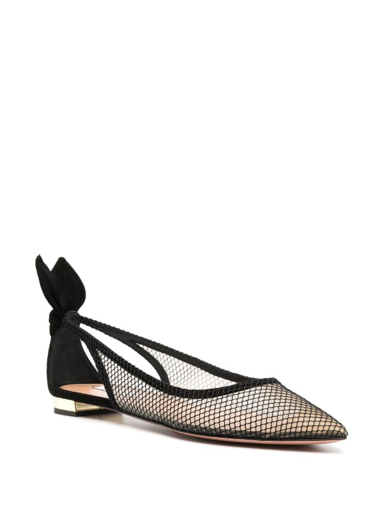 Black Mesh Flat Pumps