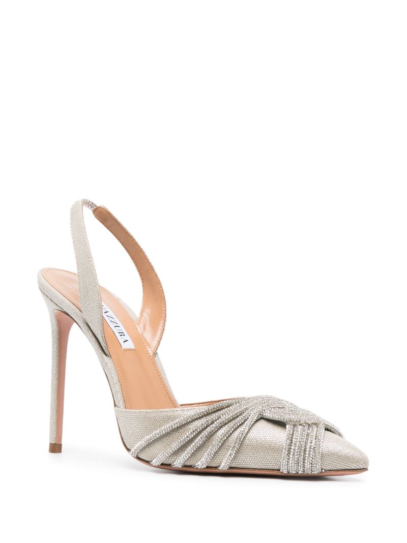 Silver-tone Gatsby 105 Crystal-embellished Pumps