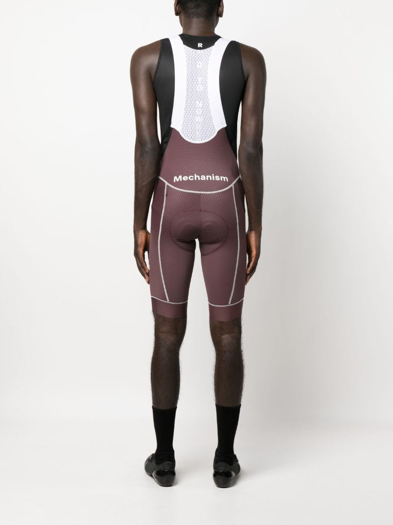 Burgundy and White Stretch Mechanism Cycling Bib Shorts