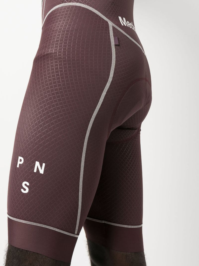 Burgundy and White Stretch Mechanism Cycling Bib Shorts