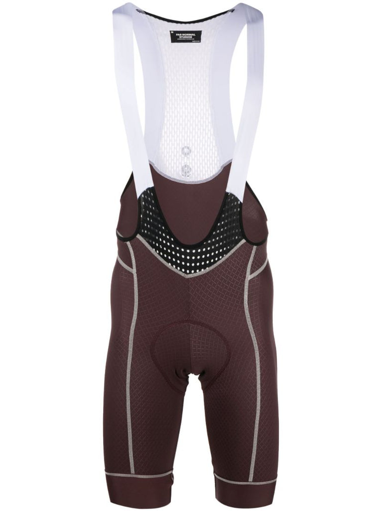 Burgundy and White Stretch Mechanism Cycling Bib Shorts