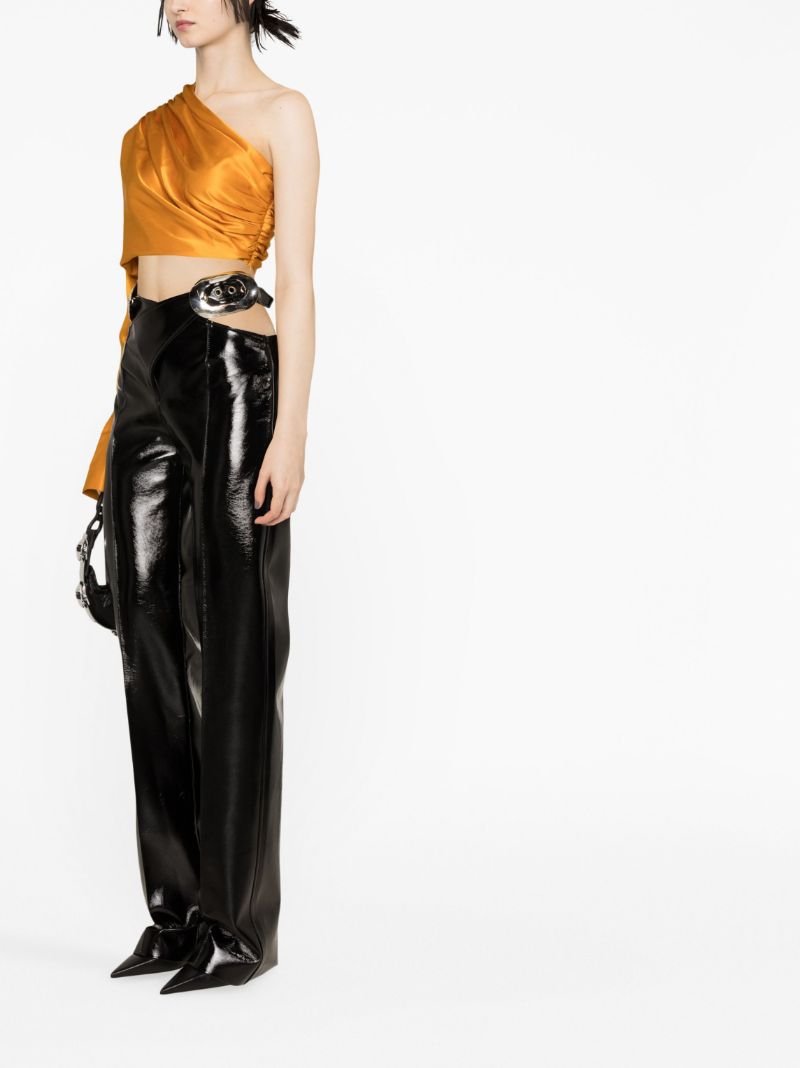 Orange One Shoulder Cropped Blouse