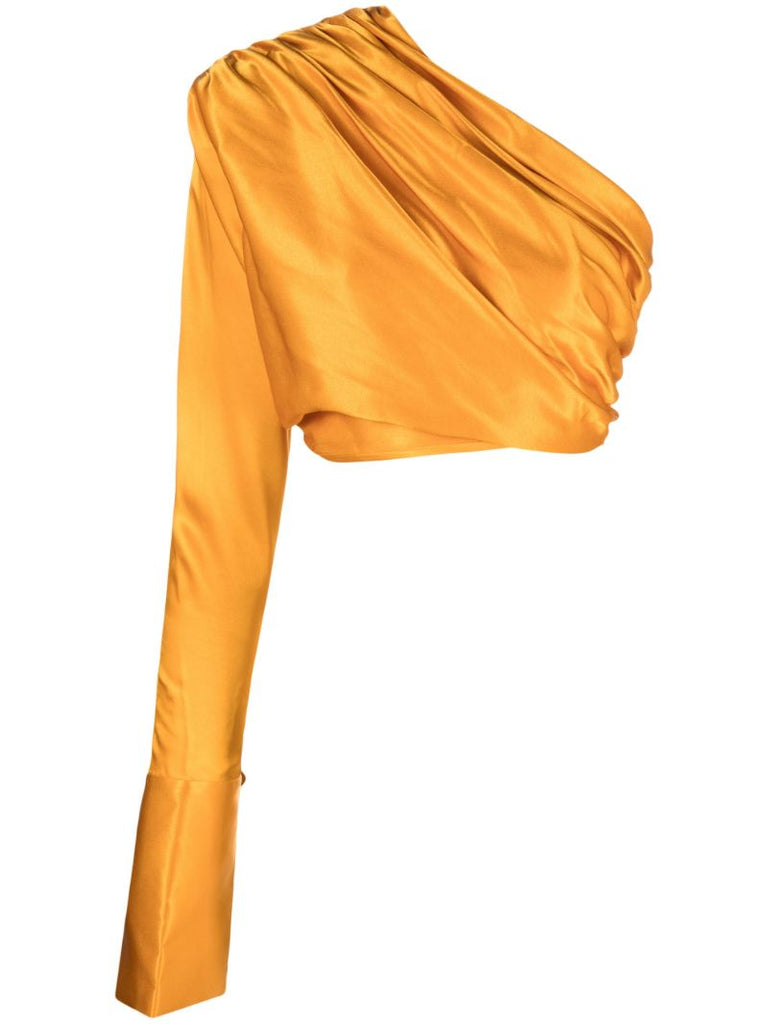 Orange One Shoulder Cropped Blouse