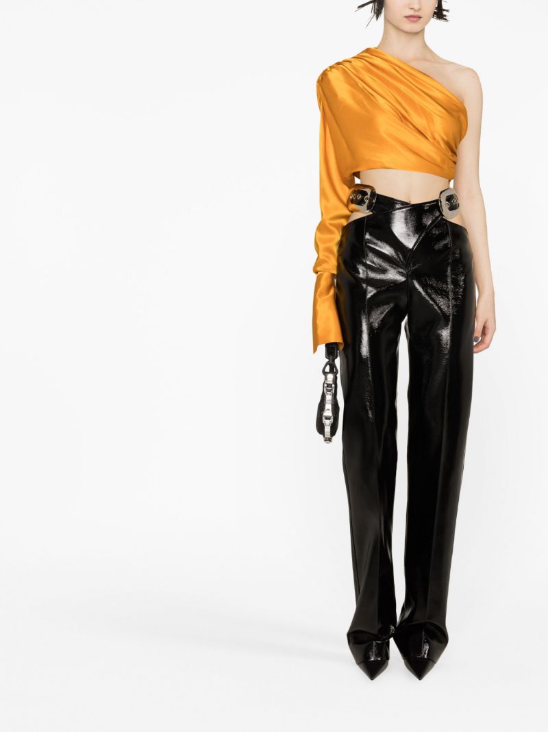 Orange One Shoulder Cropped Blouse