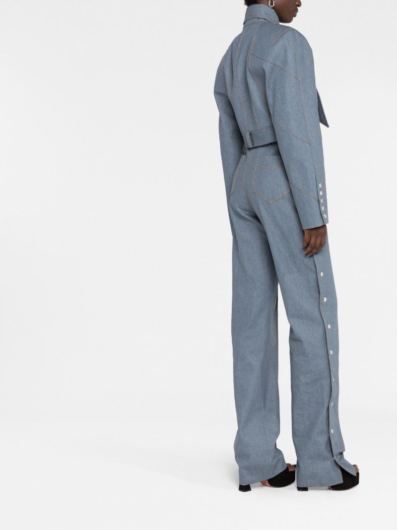Blue Pussy-bow Collar Denim Jacket