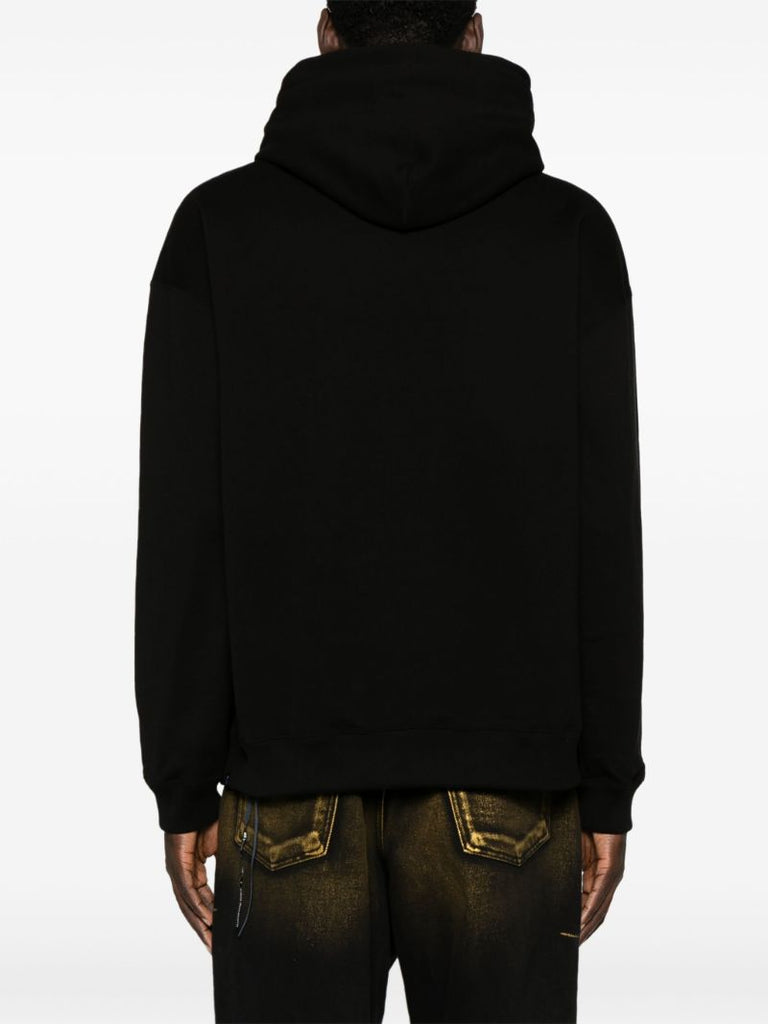Black Logo-appliquÃ_x0083_Â© Cotton Hoodie