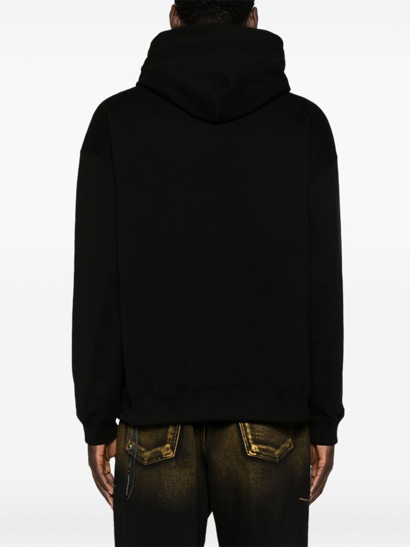 Black Logo-appliquÃ_x0083_Â© Cotton Hoodie