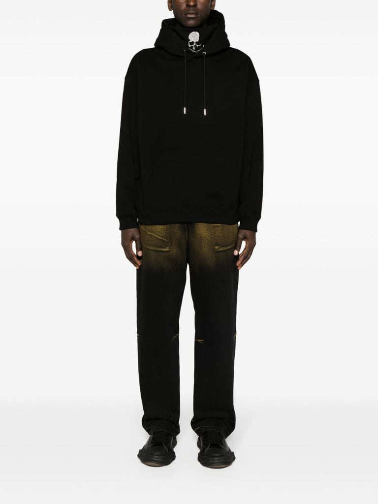 Black Logo-appliquÃ_x0083_Â© Cotton Hoodie