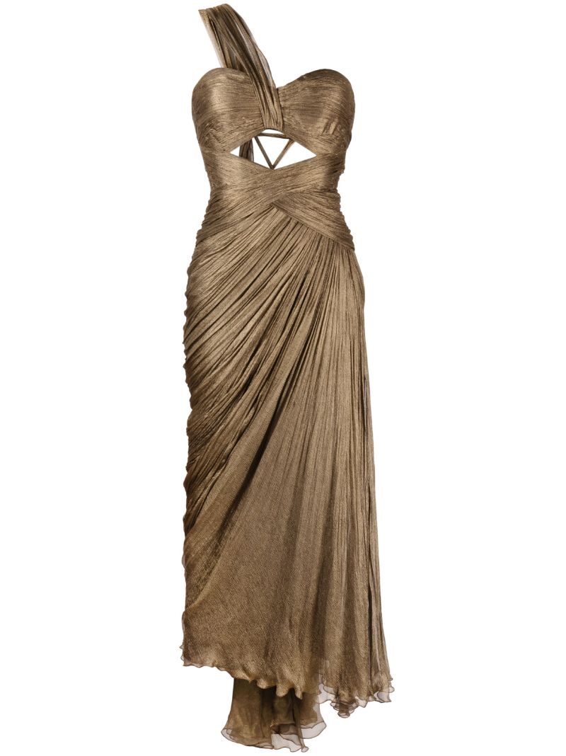 Brown Amelia One-shoulder Silk Gown