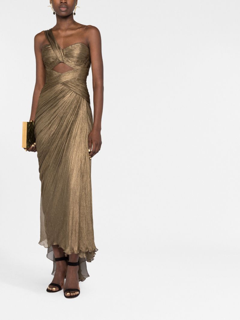 Brown Amelia One-shoulder Silk Gown