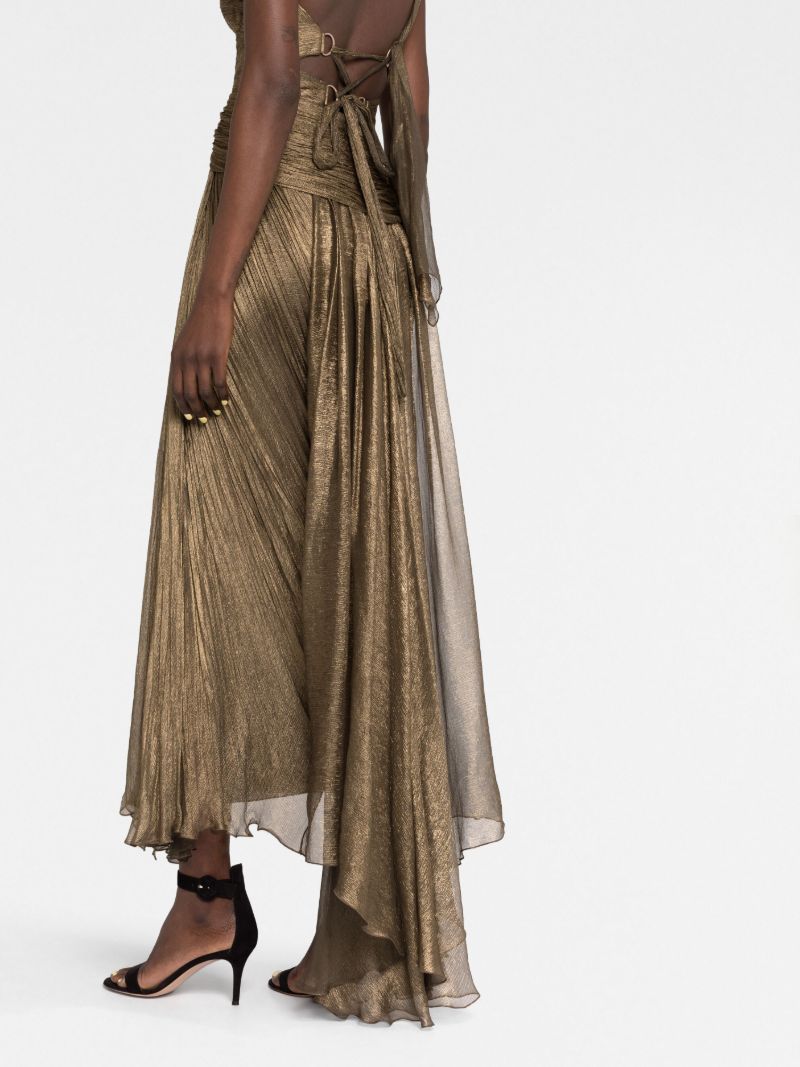 Brown Amelia One-shoulder Silk Gown