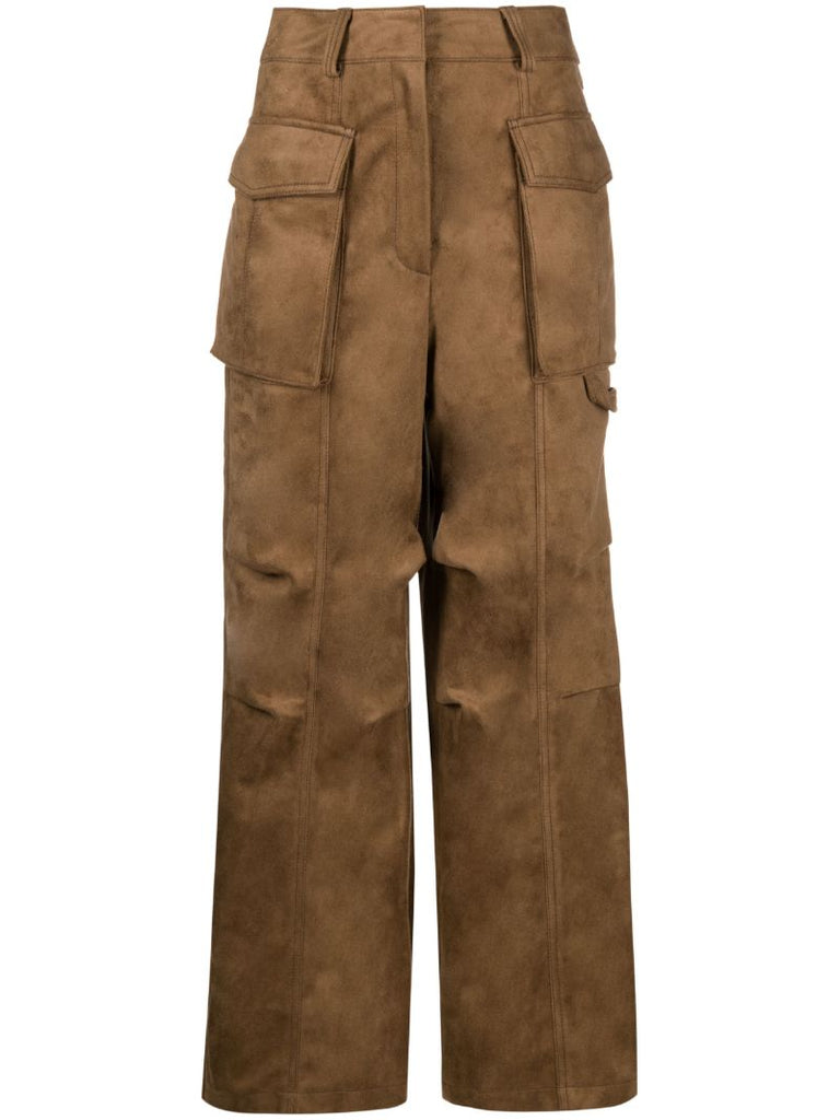 Brown Faux-suede Cargo Trousers