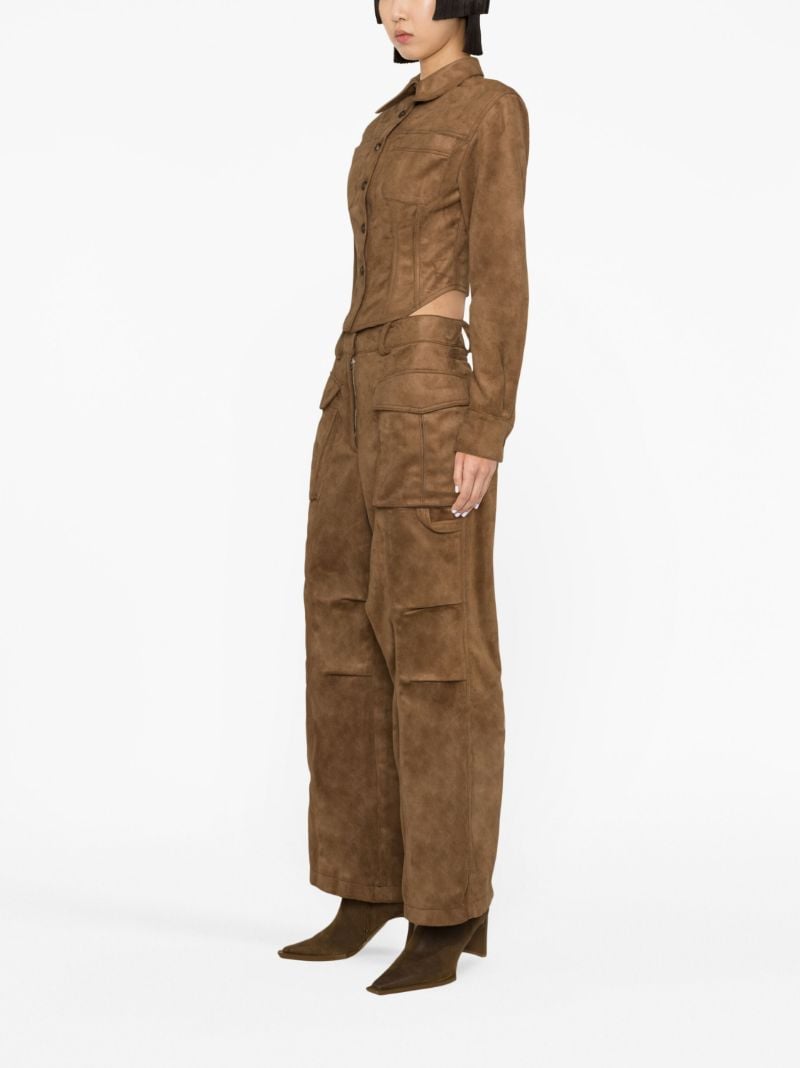 Brown Faux-suede Cargo Trousers