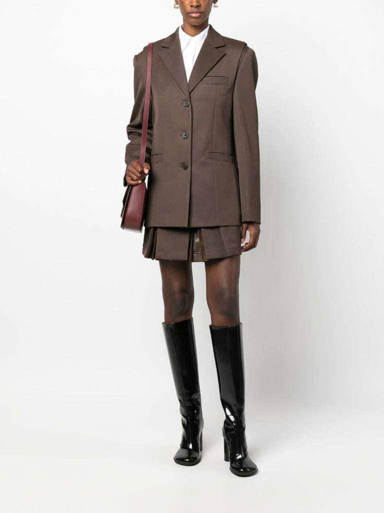Brown Pleated Mini Skirt