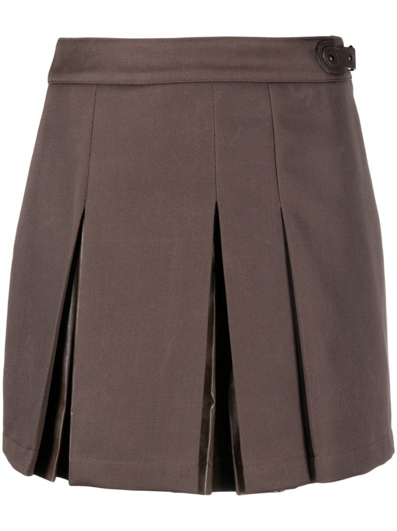 Brown Pleated Mini Skirt
