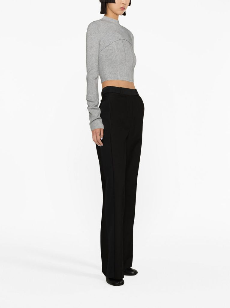 Grey Cropped Knit Set