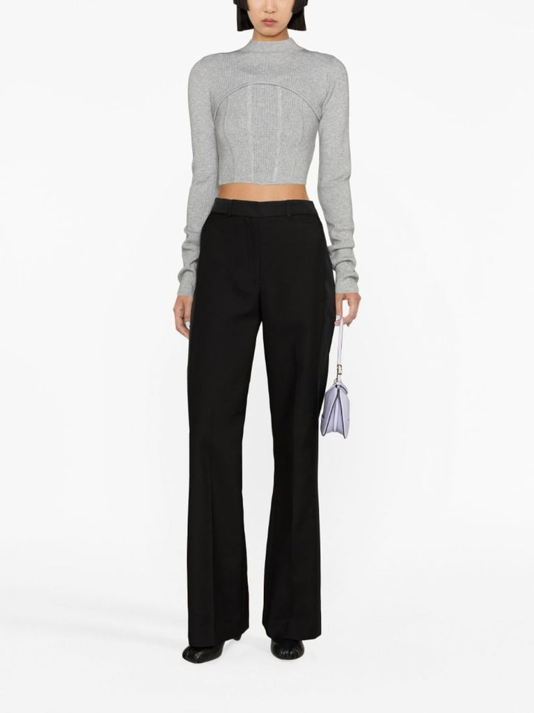 Grey Cropped Knit Set