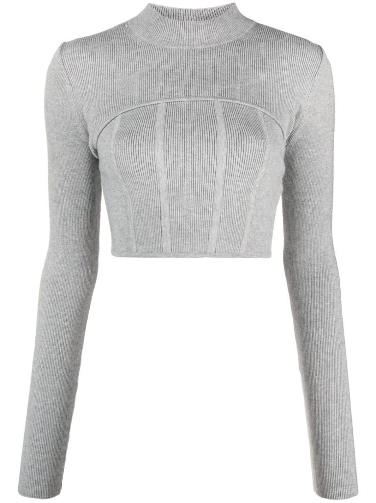 Grey Cropped Knit Set