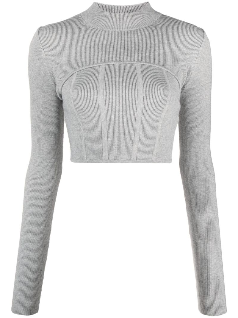 Grey Cropped Knit Set