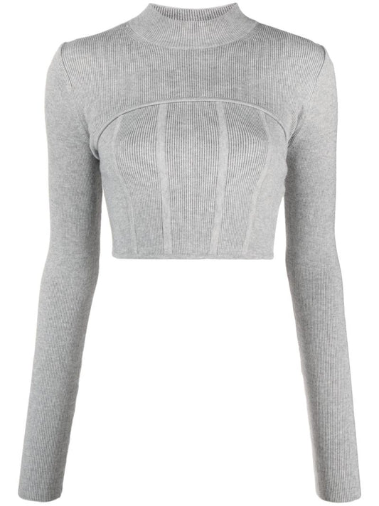Grey Cropped Knit Set