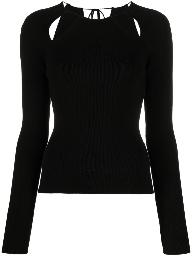 Black Cut-out Long-sleeve Top