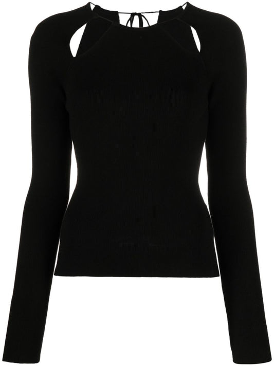 Black Cut-out Long-sleeve Top