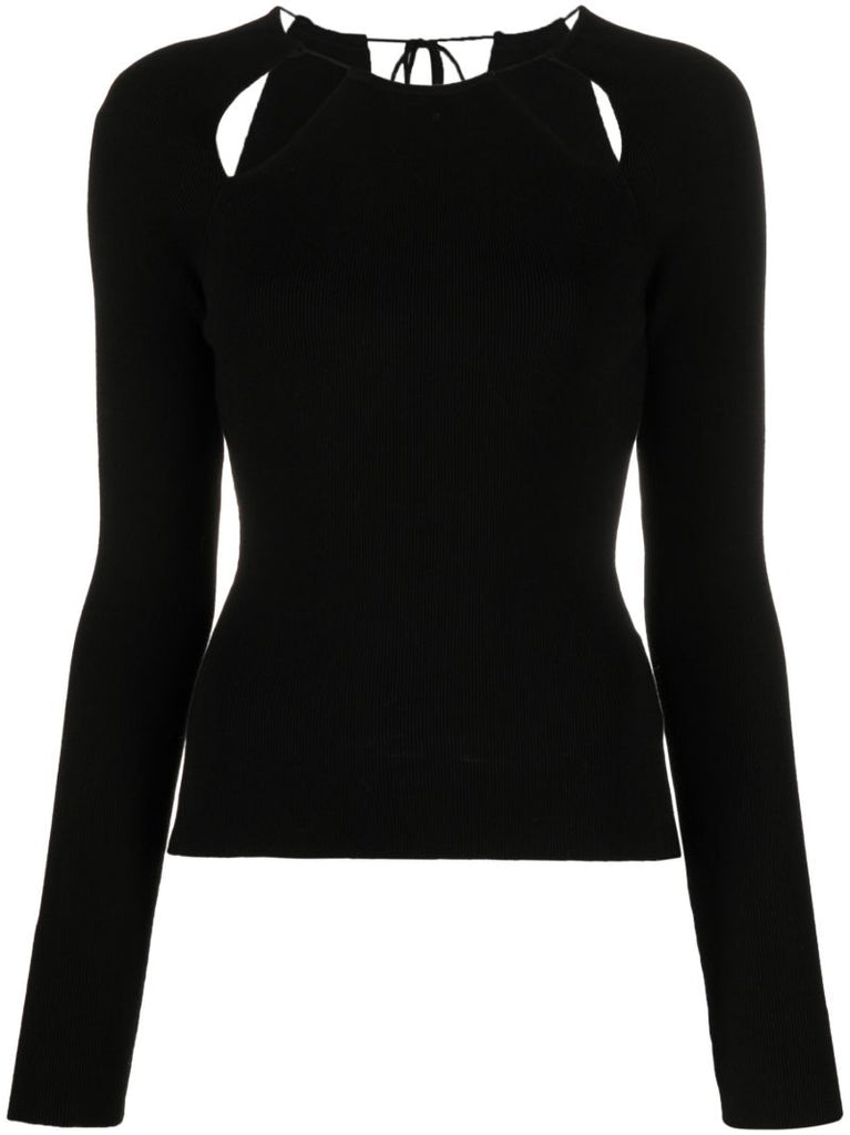 Black Cut-out Long-sleeve Top
