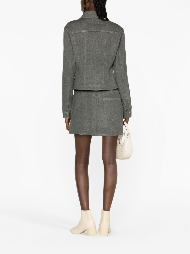 Grey Single-breasted Cropped Jacket