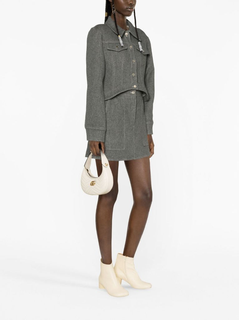 Grey Single-breasted Cropped Jacket